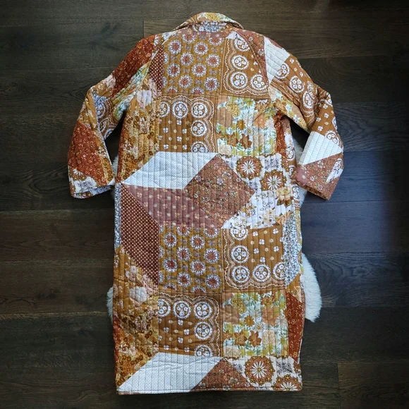 Spell X Free People Cha Cha Patchwork Quilted Long Duster Coat - Picture 10 of 11